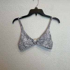 Black and white spotted print cut out bikini top